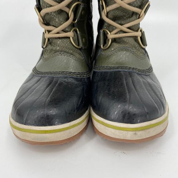 Sorel Tofino II Boots Waterproof Waxed Canvas Faux Fur Green Women's Size 6 - Picture 7 of 12